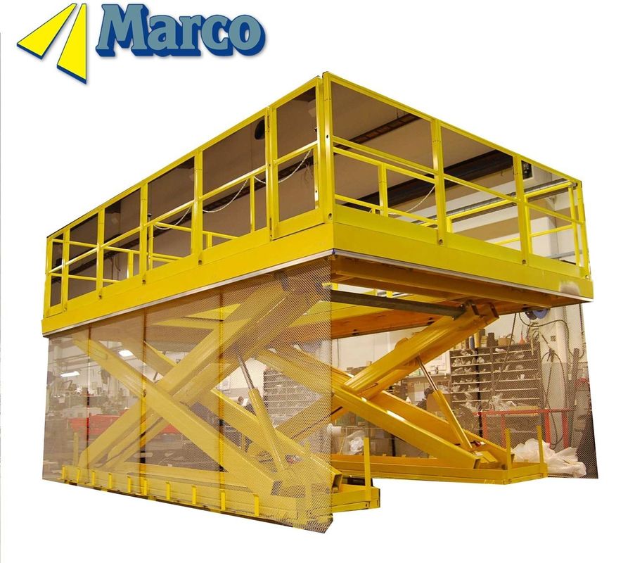 Plateforme de travail à ciseaux hydrauliques Marco de grande capacité avec deux planches de plancher coulissantes